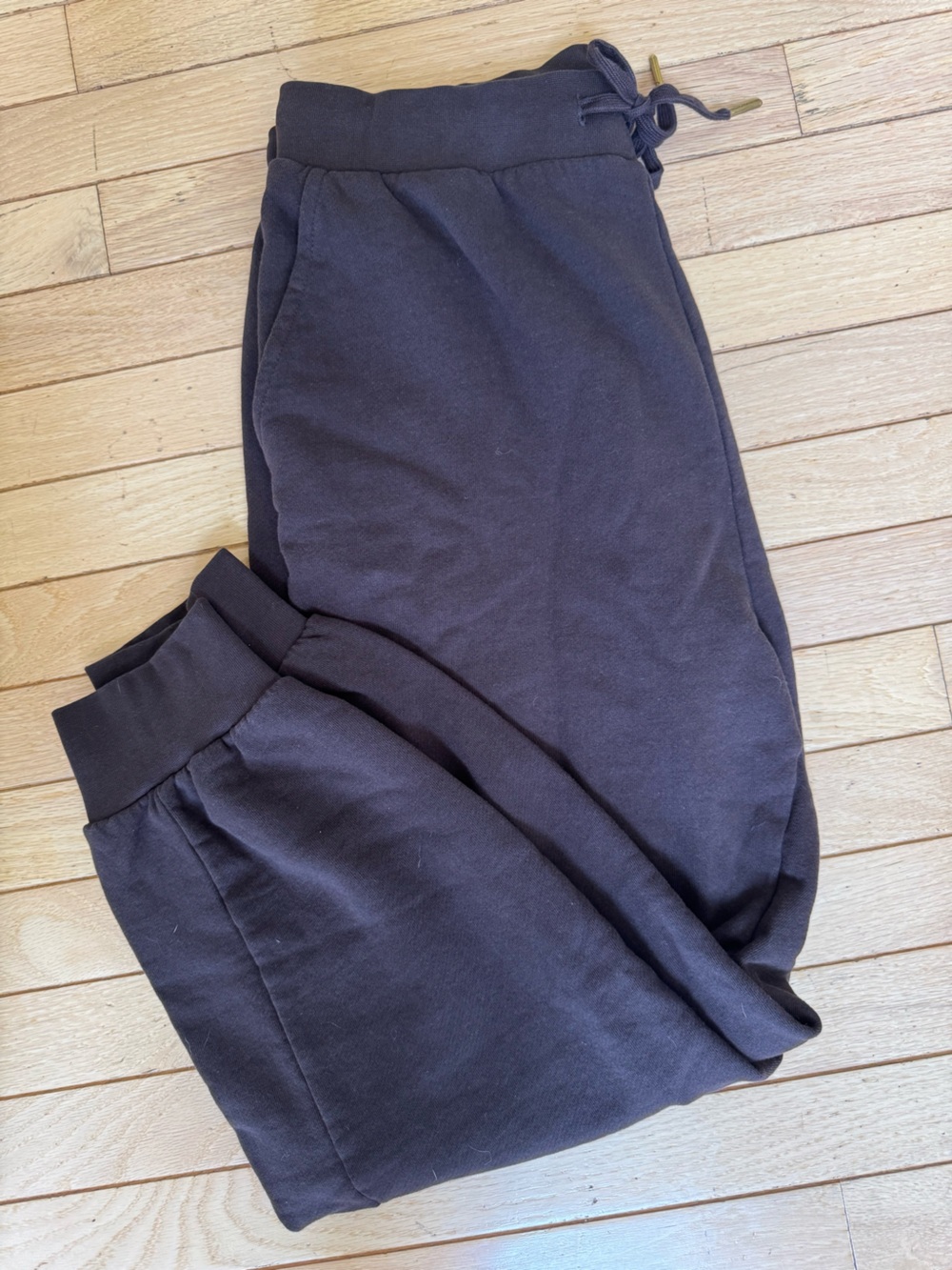 We Wore What Size Large Chocolate Brown Terry Joggers with Cuff Ankles NWOT